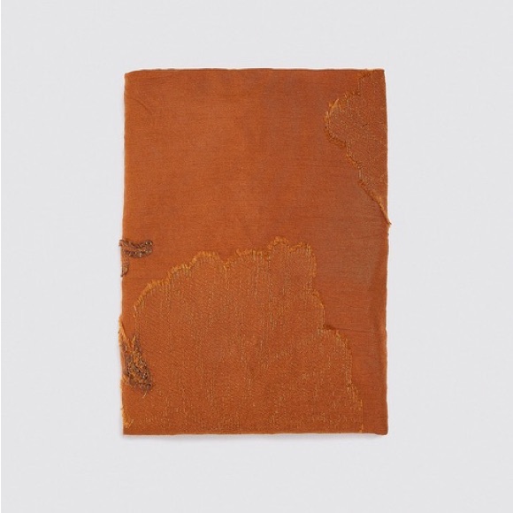 Zara Metallic Thread Floral Orange Scarf - Picture 5 of 11